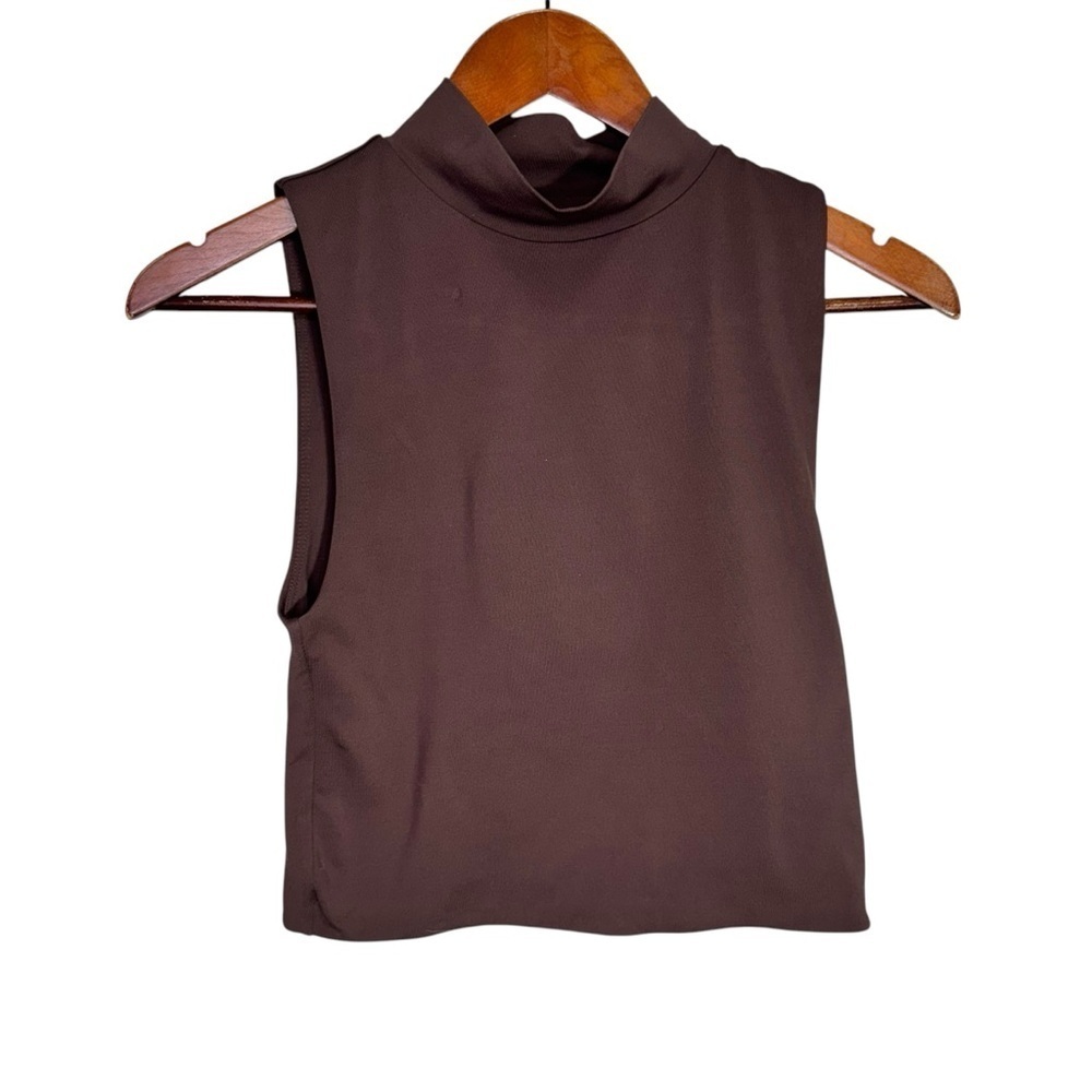 Aritzia Babaton Brown Cropped Sleeveless Mock Neck Size Medium